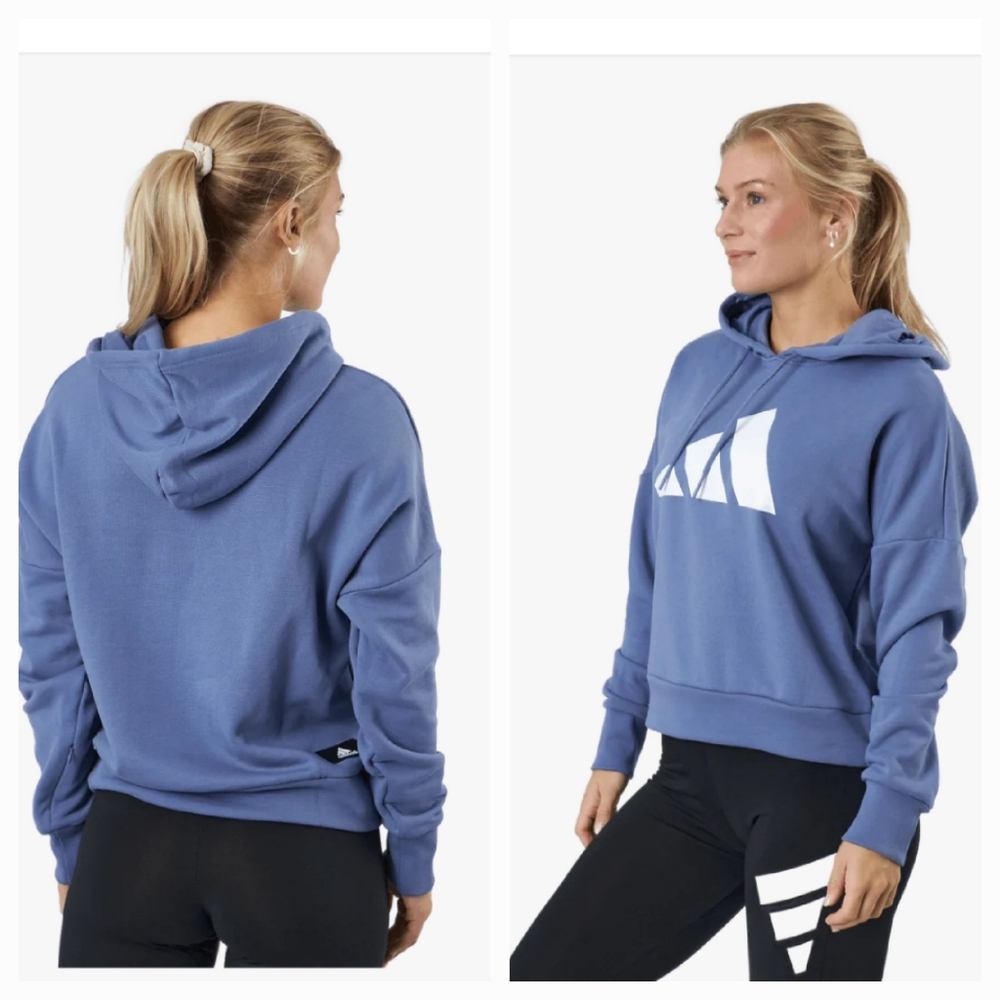 ADIDAS three bar 3B logo orbit hoodie sweatshirt in violet blue flattering fit - Picture 5 of 17